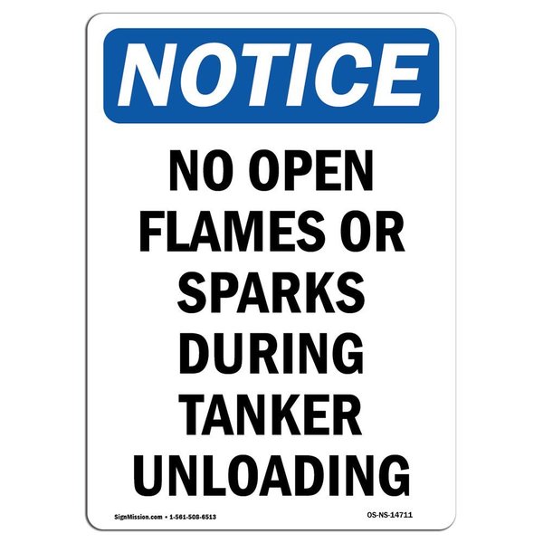 Signmission OSHA Notice Sign, No Open Flames Or Sparks During, 24in X 18in Decal, 18" W, 24" H, Portrait OS-NS-D-1824-V-14711